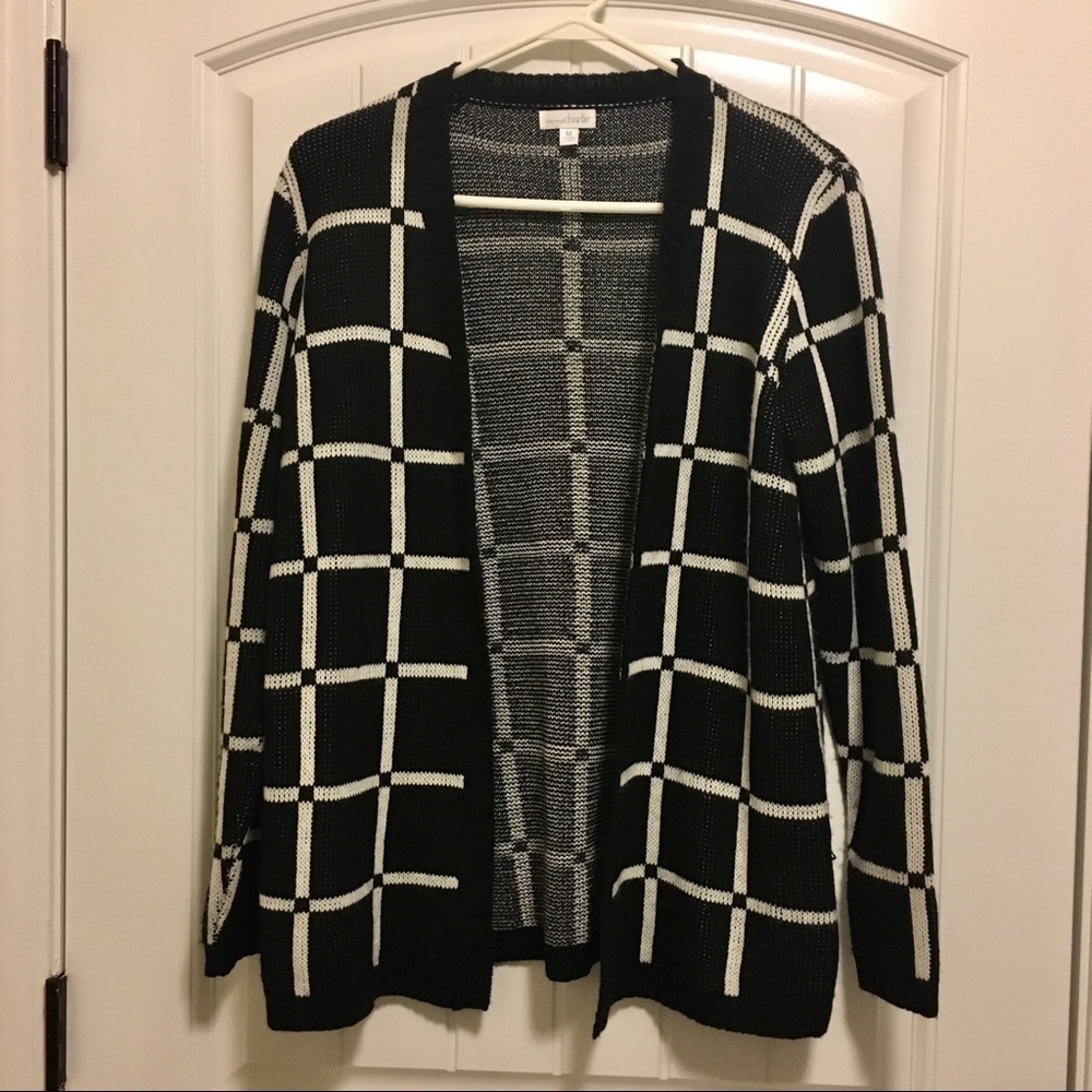 Charming Charlie Black & White Checker Cardigan
